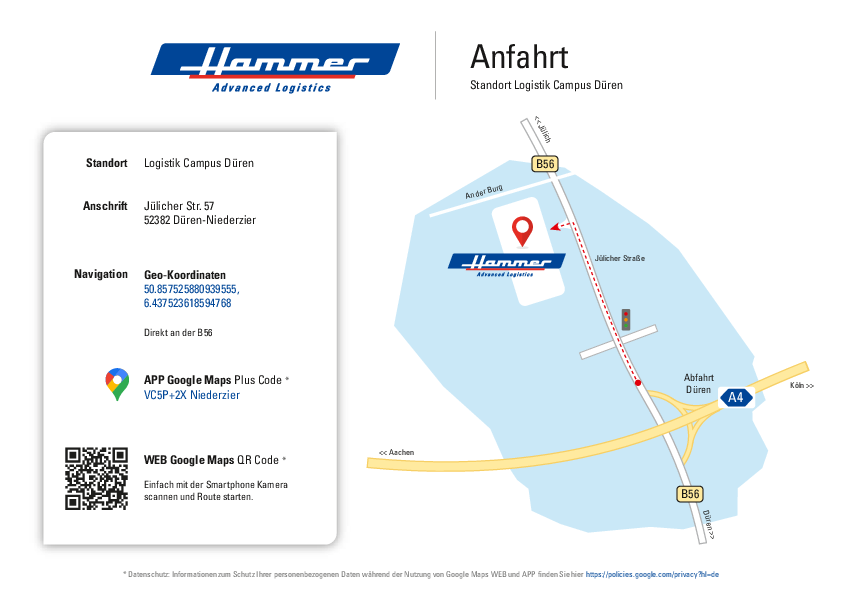 Anfahrtsskizze Logistik Campus Düren